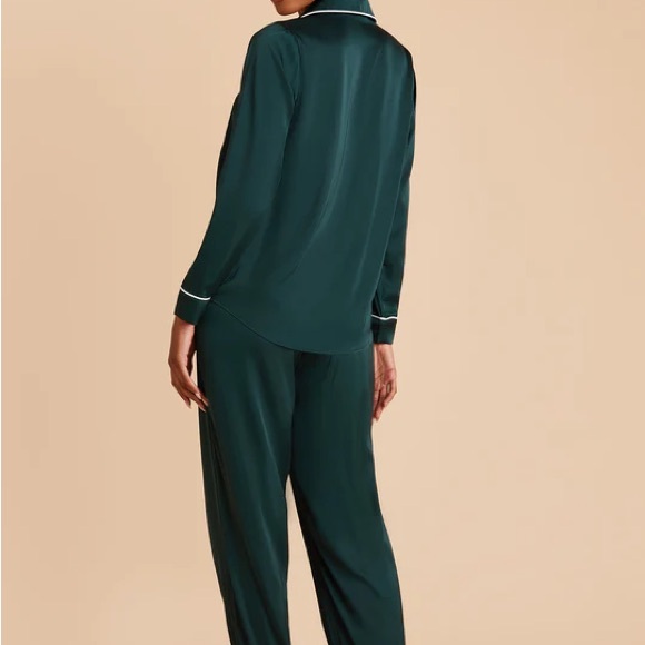 Birdy Grey Jonny Long Sleeves And Pants Satin PJ Set Emerald Green Medium - Picture 9 of 10